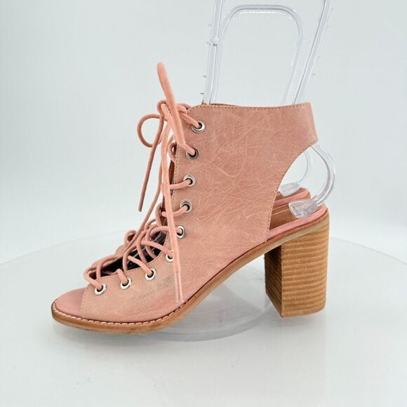 Jeffrey Campbell X Free People Gladiator Sandal Pink Leather Lace Up Boho Sz 6.5 - Picture 5 of 14